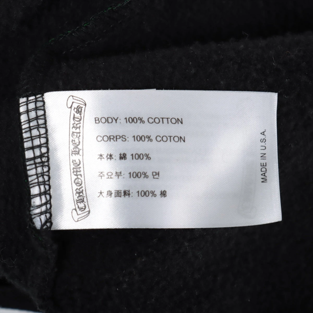 クロムハーツ パーカー コットン  ブラック ステンシルプリント オンライン限定