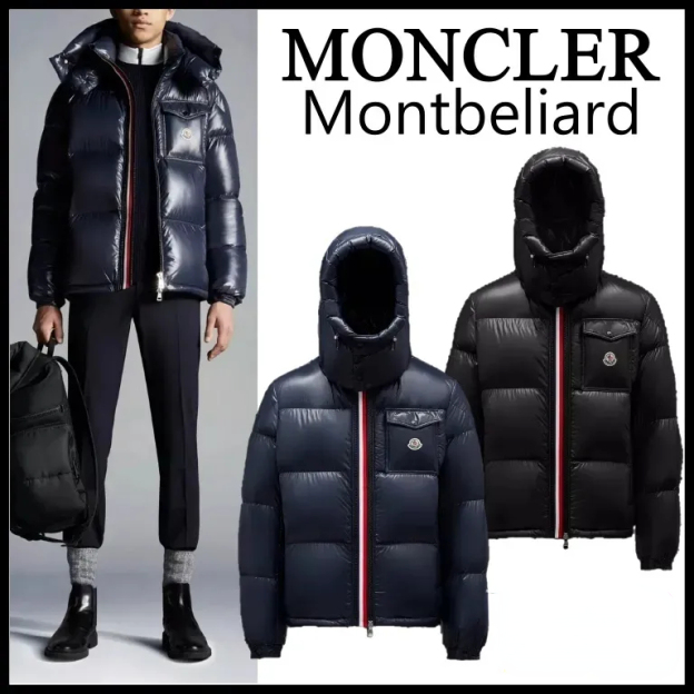 関税負担なし☆Moncler MONTBELIARD フード付ダウンジャケット ブラック  ホワイト 紺