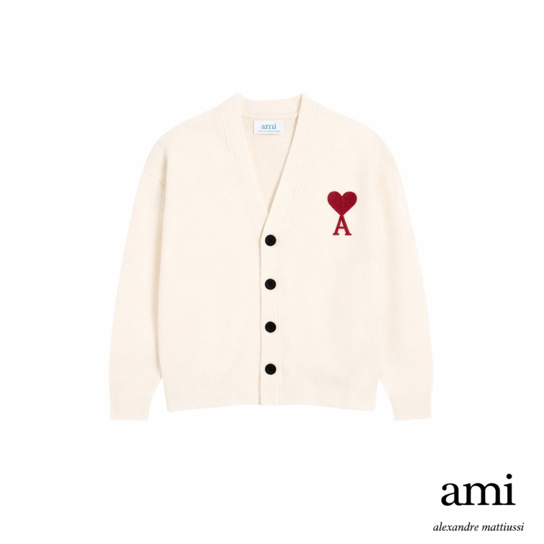 Ami paris  ホワイト Ami De Coeur カーディガン