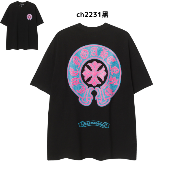 【2025新登場】クロムハーツChrome Hearts プリント刺繍Tシャツ特集 夏服 人気 男女兼用　綿100%  ch2230