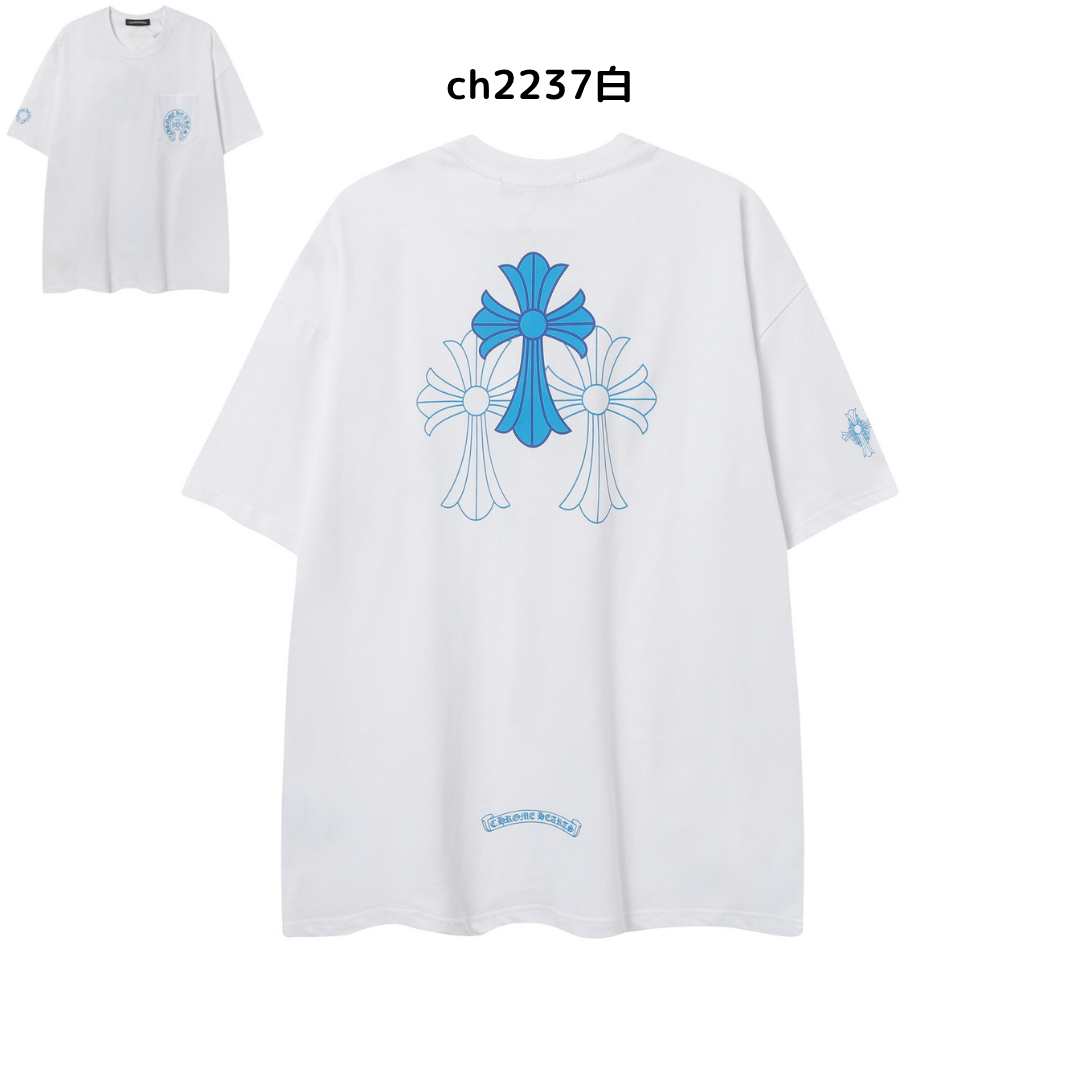 【2025新登場】クロムハーツChrome Hearts プリント刺繍Tシャツ特集 夏服 人気 男女兼用　綿100%  ch2230