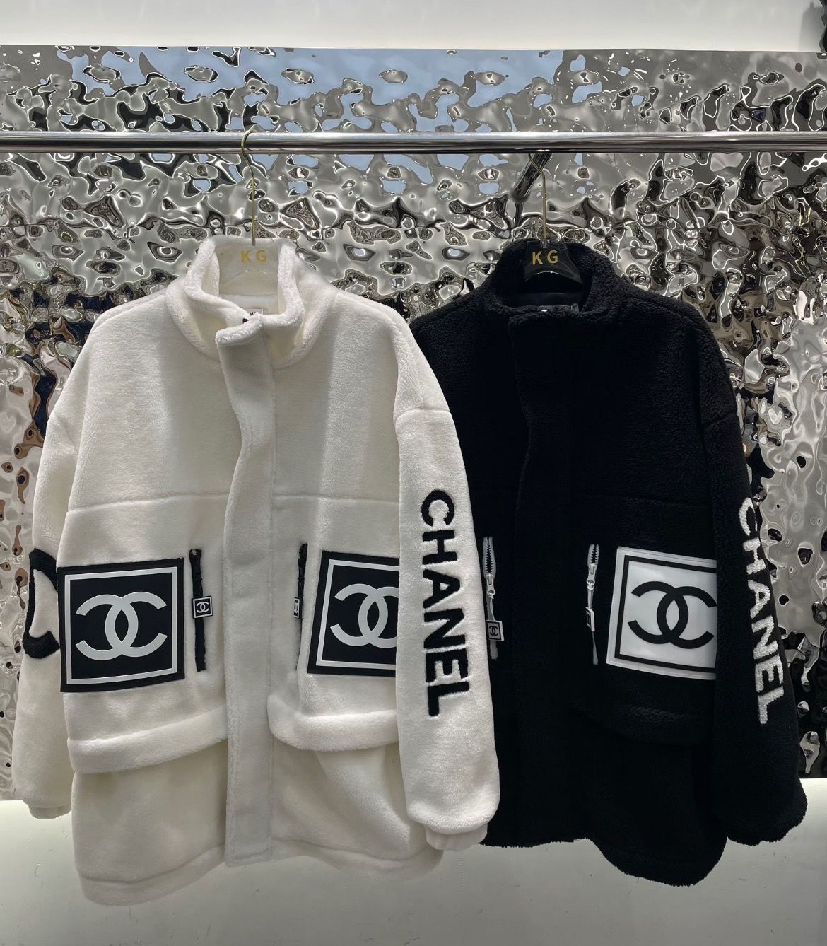 CHANELレトロ風インパクトカラー刺繍アルファベットファスナーカーディガンコート