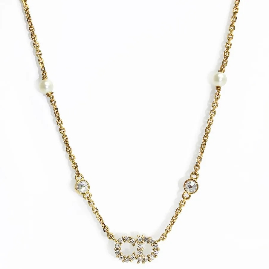 【国内発送/直営店】Christian Dior クレール ディー リュヌ ネックレス パール ラインストーン ゴールド N1033CDLCY 二段階調節 箱付