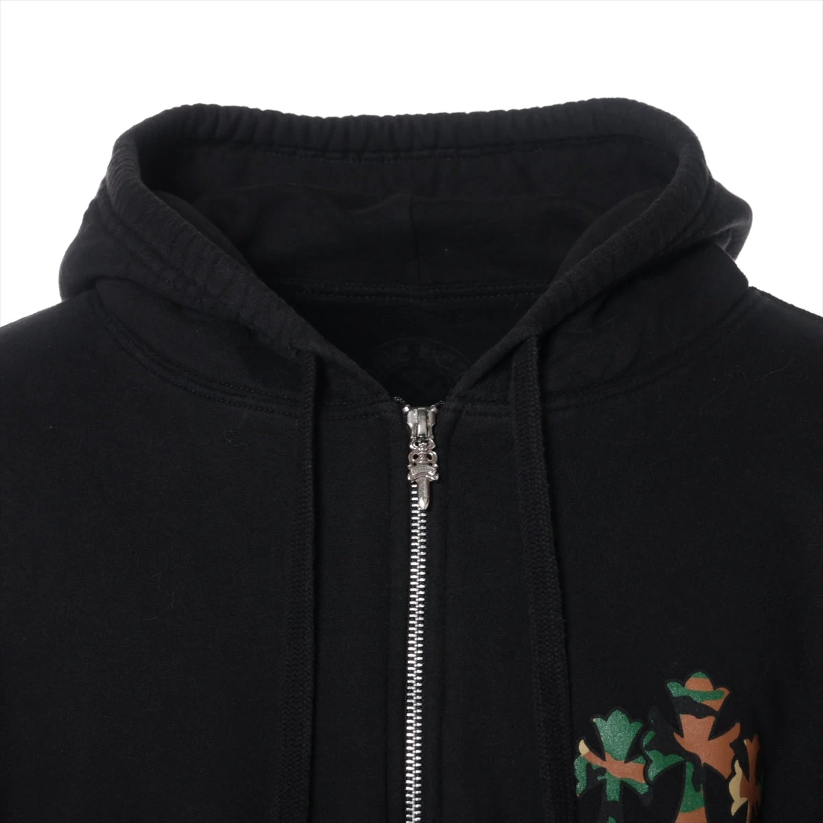 クロムハーツ パーカー コットン ブラック×グリーン カモフラ ホースシュー