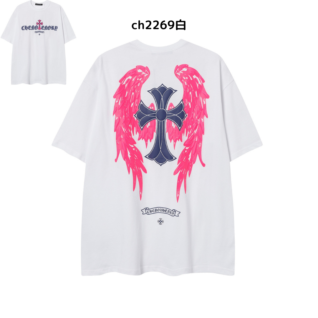 【2025新登場】クロムハーツChrome Hearts プリント刺繍Tシャツ特集 夏服 人気 男女兼用　綿100%  ch2230