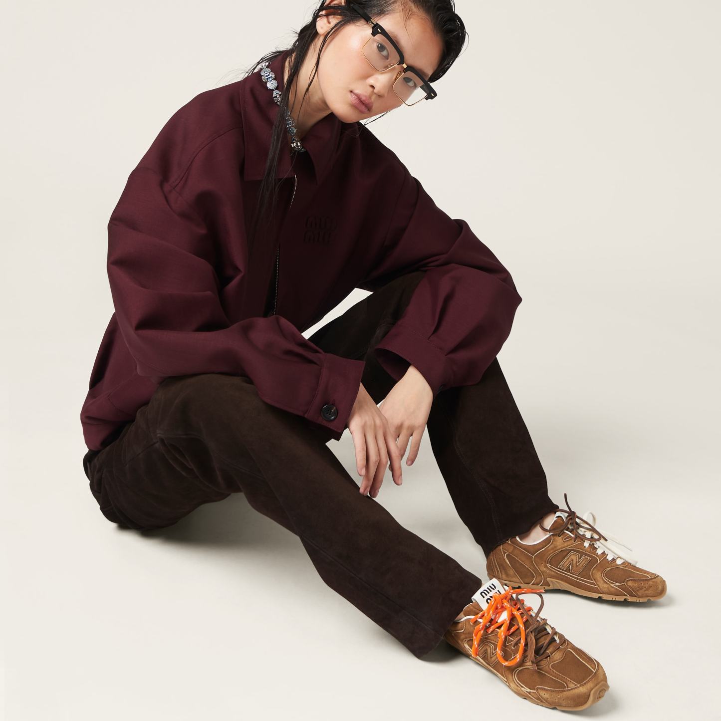 New Balance x Miu Miu 530 SL スエードxメッシュ スニーカー