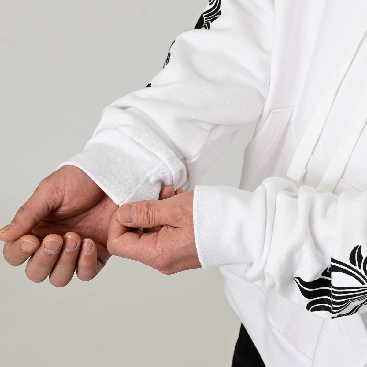 クロムハーツ Chrome Hearts　SWTSHRT PLVR 袖フローラルバックホースシュープリントパーカー(ホワイト)