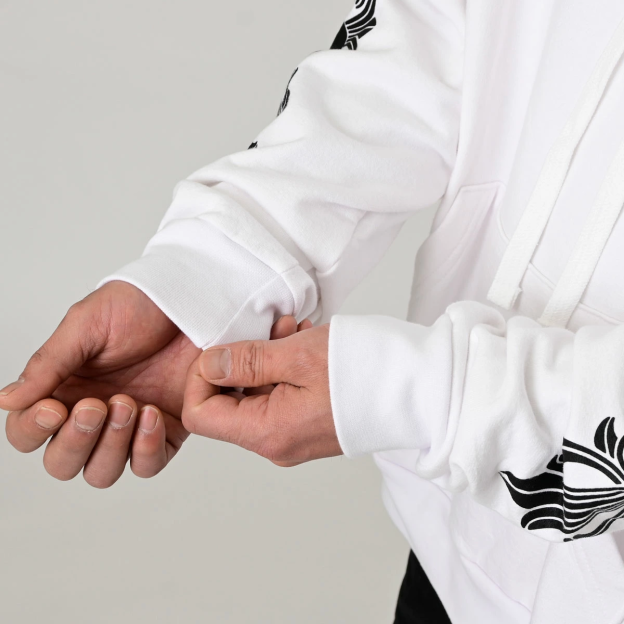 クロムハーツ Chrome Hearts　SWTSHRT PLVR 袖フローラルバックホースシュープリントパーカー(ホワイト)