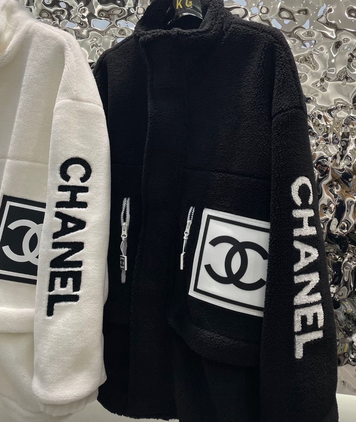 CHANELレトロ風インパクトカラー刺繍アルファベットファスナーカーディガンコート