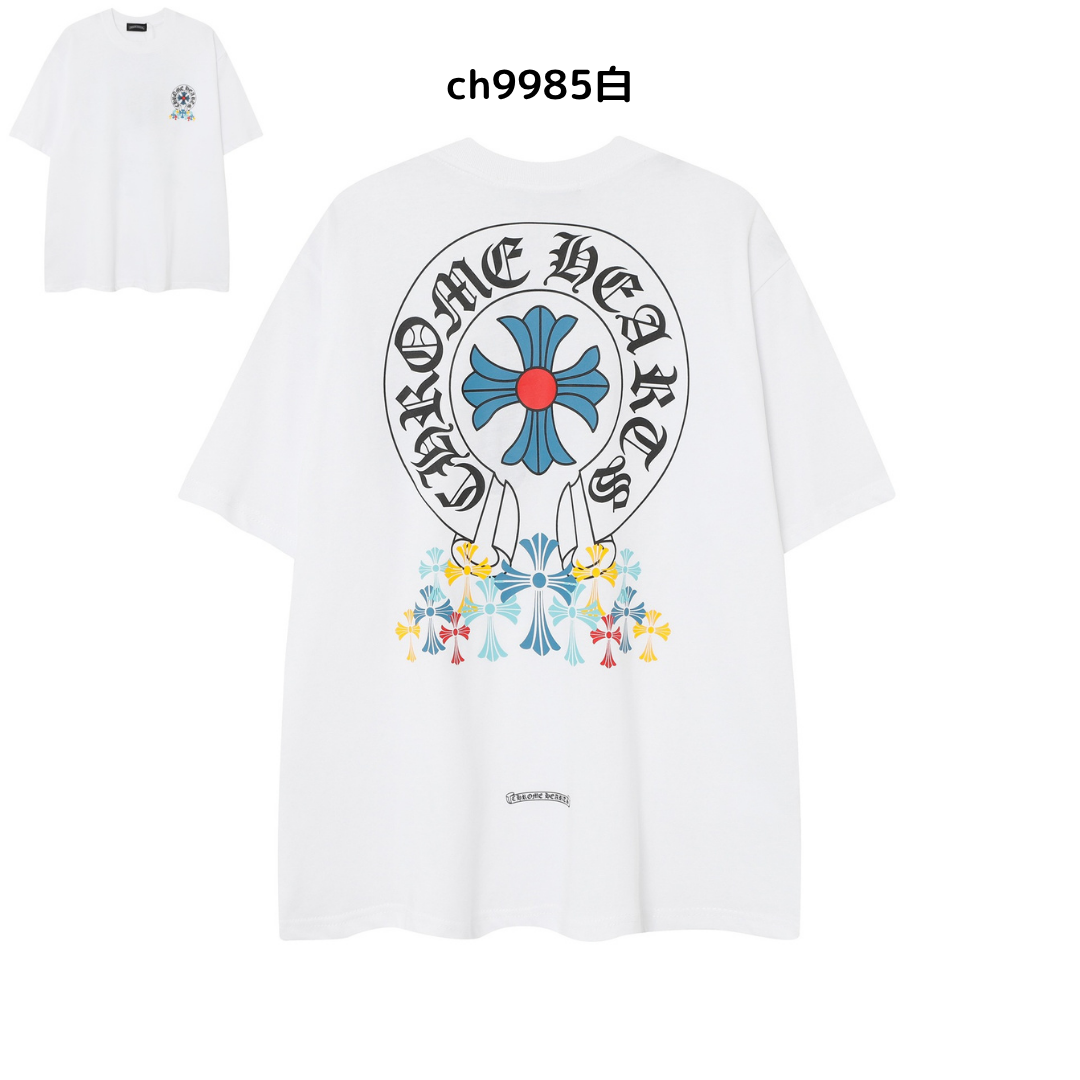 【2025新登場】クロムハーツChrome Hearts プリント刺繍Tシャツ特集 夏服 人気 男女兼用　綿100%  ch2230