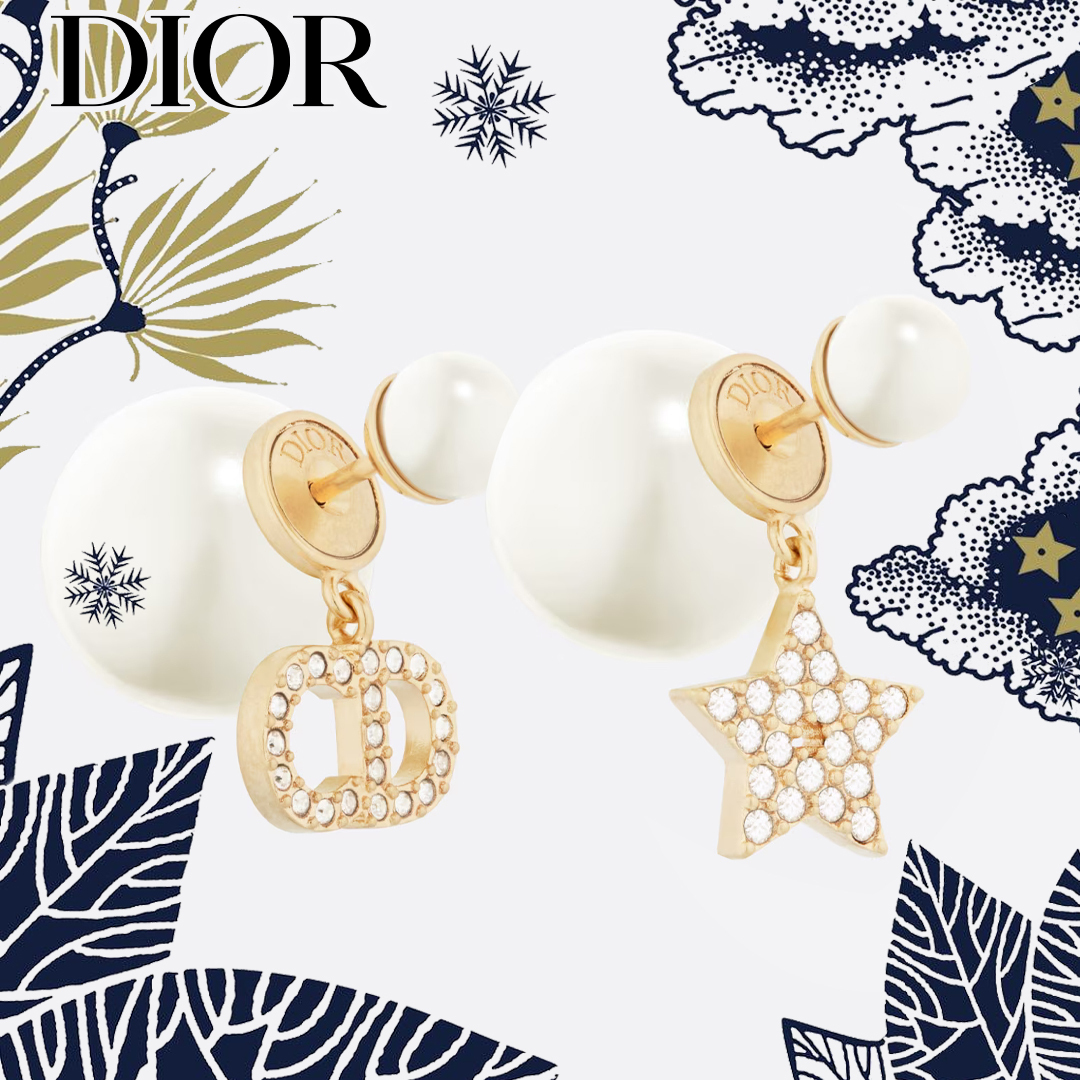 【国内発送/直営店】DIOR TRIBALES ピアス メタル・レジンパール・クリスタル