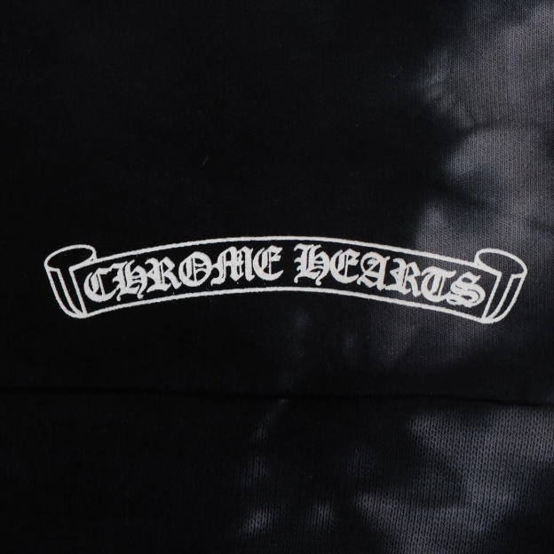 クロムハーツ パーカー コットン ブラック タイダイ ホースシュープリント