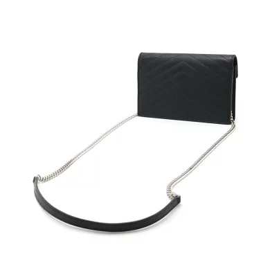  サンローラン 2つ折り財布 ラージフラップウォレット 372264 キルティング グレイン・ド・プードル エンボスレザー ブラック ゴールド金具 SAINT LAURENT