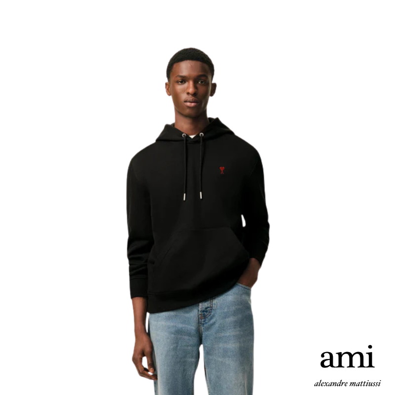 Ami paris  [パーマネントコレクション ]ブラック オーガニックコットン Ami de Coeur パーカー