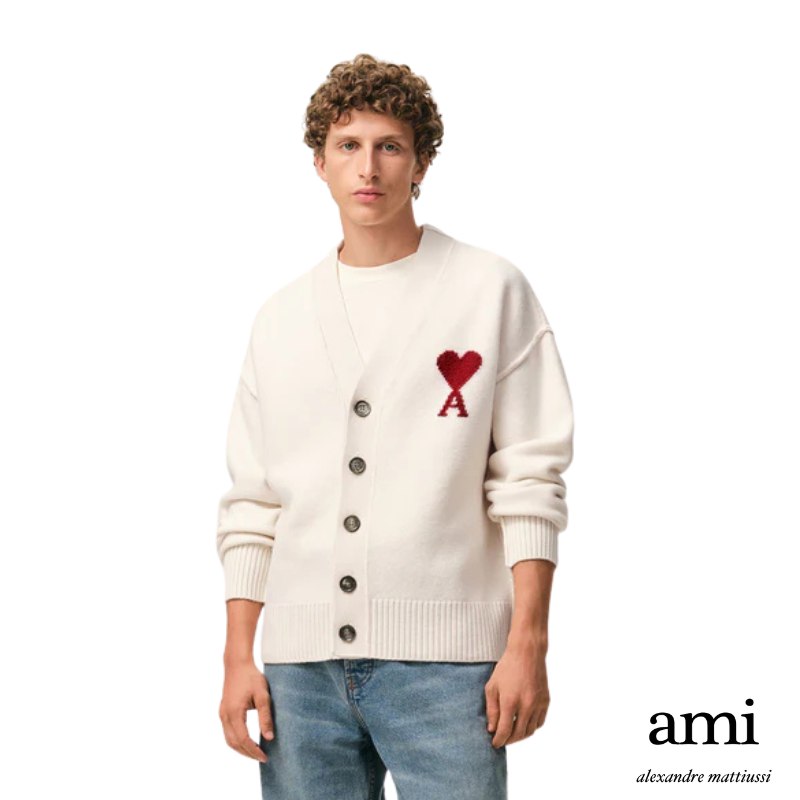 Ami paris  ホワイト ウール Ami De Coeur カーディガン