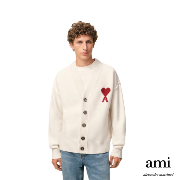 Ami paris  ホワイト ウール Ami De Coeur カーディガン