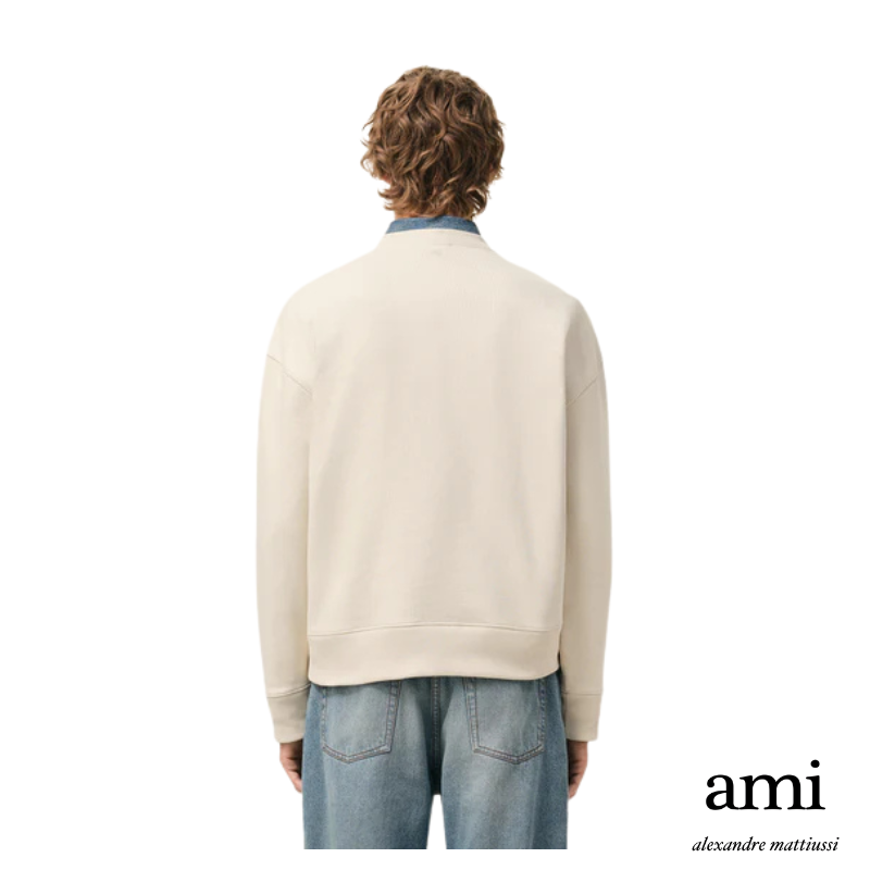 Ami paris【ホワイト コットン Ami De Coeur スウェットシャツ】