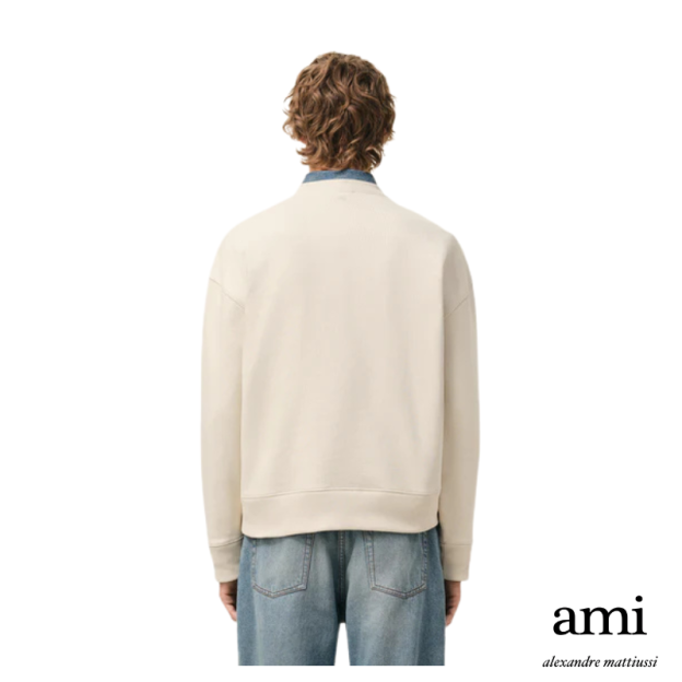 Ami paris【ホワイト コットン Ami De Coeur スウェットシャツ】