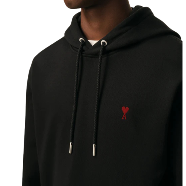 Ami paris  [パーマネントコレクション ]ブラック オーガニックコットン Ami de Coeur パーカー