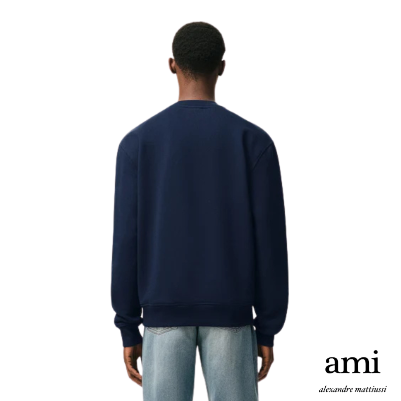 Ami paris【パーマネントコレクション】ブルー オーガニックコットン Ami de Coeur スウェットシャツ