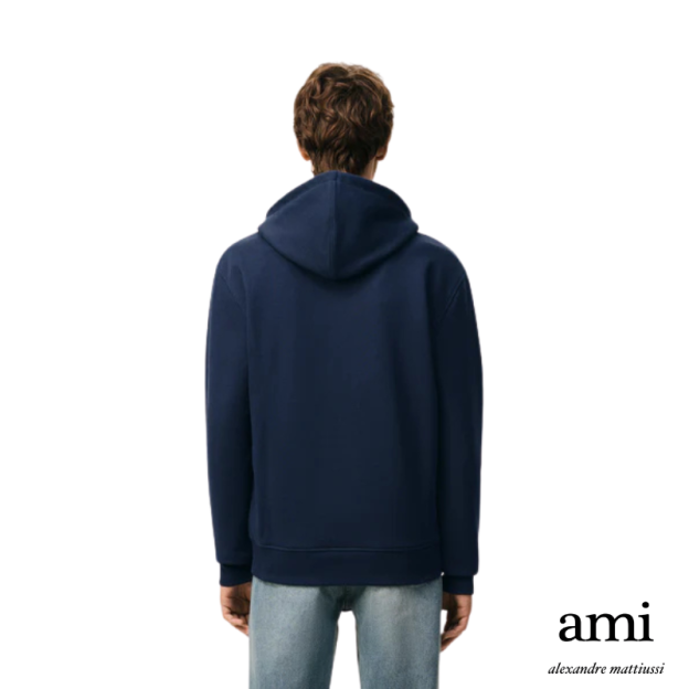 Ami paris【パーマネントコレクション】ブルー オーガニックコットン Ami de Coeur ジップパーカー