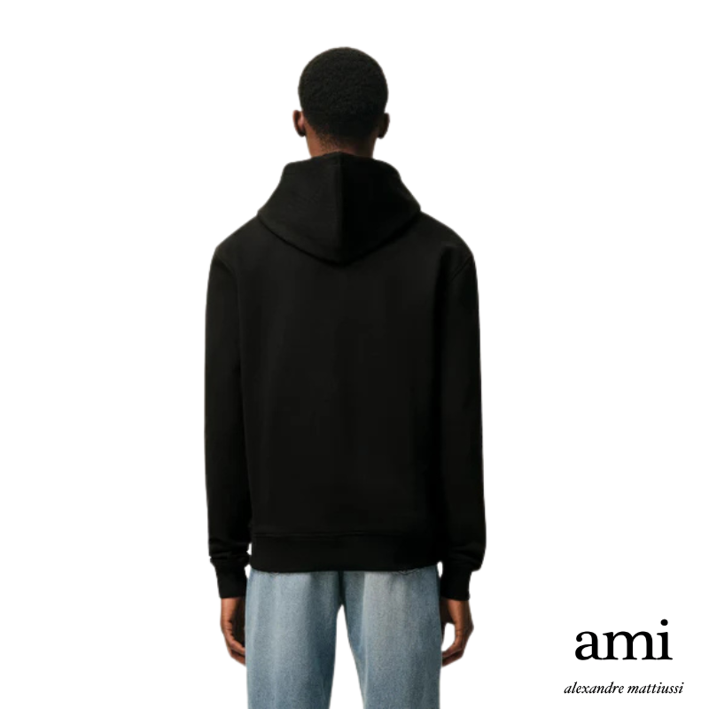 Ami paris  [パーマネントコレクション ]ブラック オーガニックコットン Ami de Coeur パーカー
