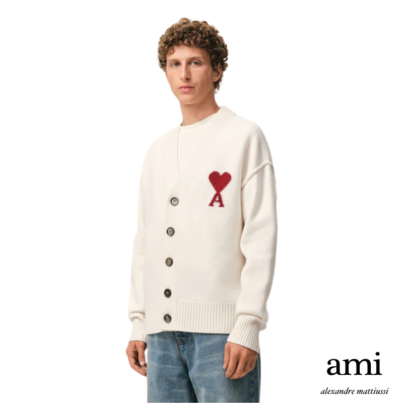 Ami paris  ホワイト ウール Ami De Coeur カーディガン