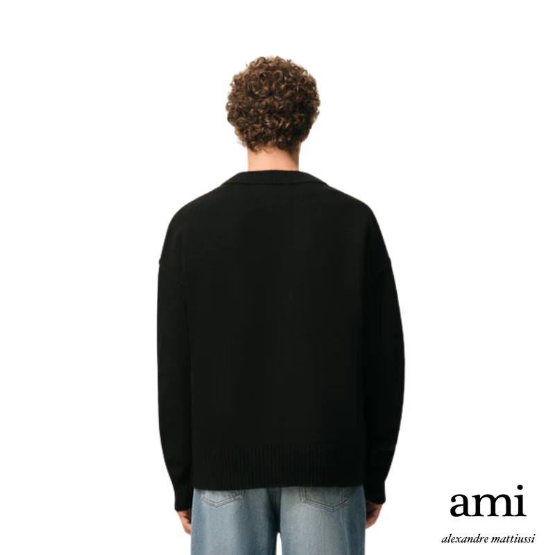 Ami paris  ブラック ウール Ami De Coeur カーディガン