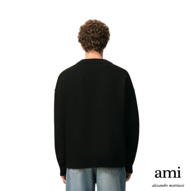 Ami paris  ブラック ウール Ami De Coeur カーディガン