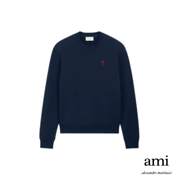 Ami paris【パーマネントコレクション】ブルー オーガニックコットン Ami de Coeur スウェットシャツ