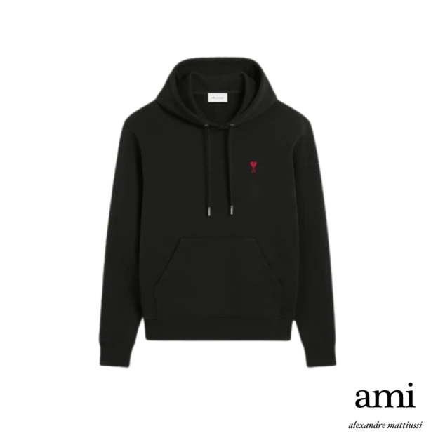 Ami paris  [パーマネントコレクション ]ブラック オーガニックコットン Ami de Coeur パーカー