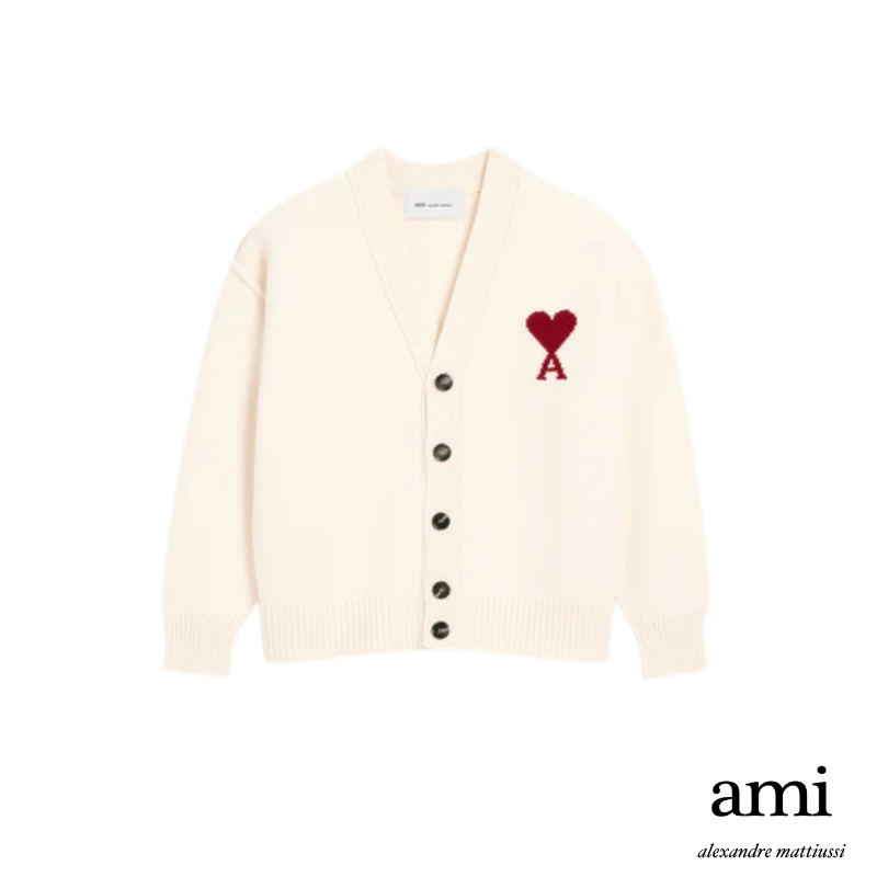 Ami paris ホワイト ウール Ami De Coeur カーディガン