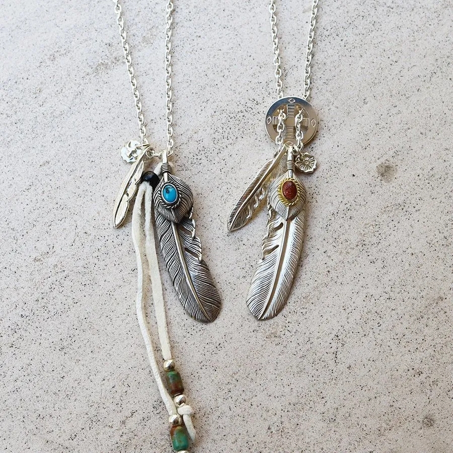 【国内発送/直営店】1点物 オリジナルカスタム1 タディアンドキング goro's ゴローズ魂継承 フェザー ネックレス メンズ シルバー925 ペンダントトップ ネックレス メンズ