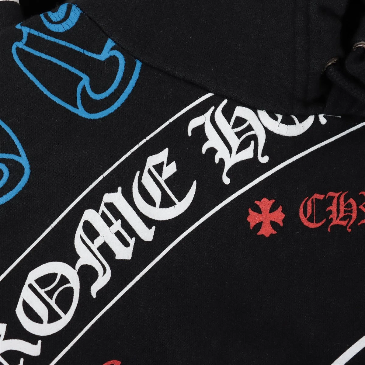 クロムハーツ パーカー コットン  ブラック ステンシルプリント オンライン限定