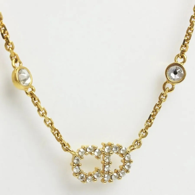 【国内発送/直営店】Christian Dior クレール ディー リュヌ ネックレス パール ラインストーン ゴールド N1033CDLCY 二段階調節 箱付