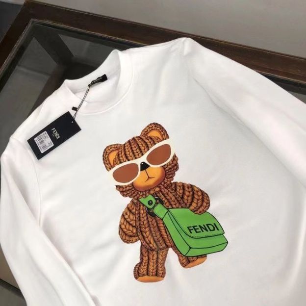 FENDI  パーカー フェンディ 可愛い クマプレント図案 丸首 通勤 通学 秋冬服 男女兼用
