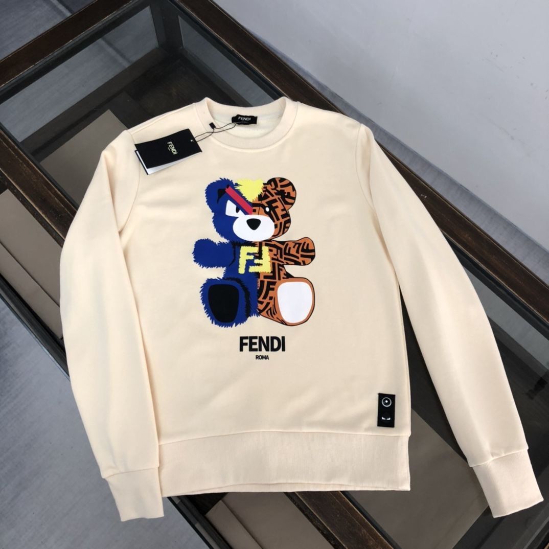 FENDI  パーカー フェンディ 可愛い クマプレント図案 丸首 通勤 通学 春秋冬服 男女兼用
