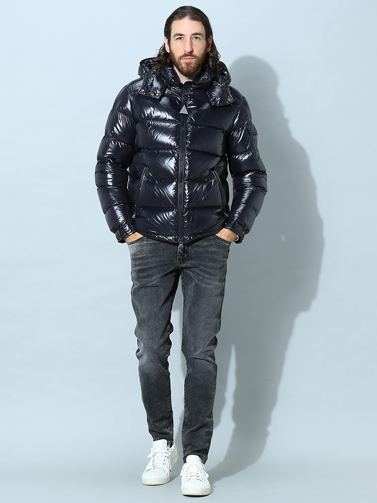 モンクレール ダウン メンズ MONCLER マヤ ブランド ダウンジャケット アウター ジャケット ブルゾン フード着脱 フルジップ Maya 定番 シンプル ショートダウン レギュラーフィット 紺 黒 MCMAYA2