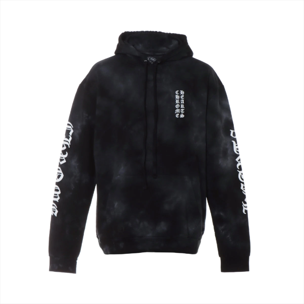 クロムハーツ パーカー コットン ブラック タイダイ ホースシュープリント