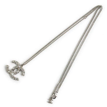 【国内発送/直営店】シャネル CHANEL ココマーク ラインストーン ネックレス 二段階調節可能 シルバー A64887 箱付