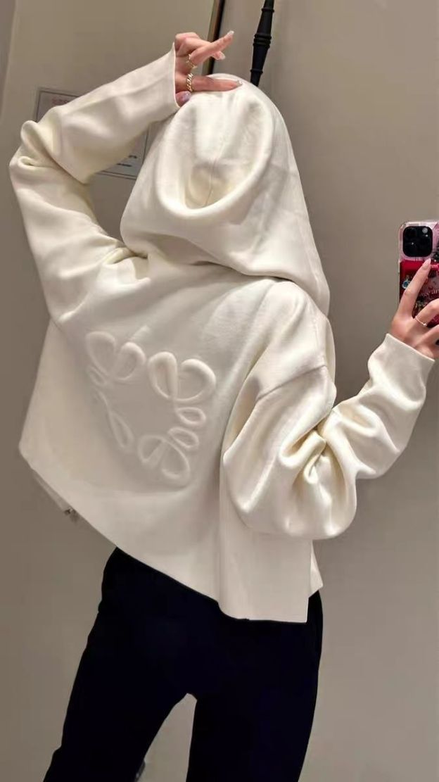 LOEWE 春と秋の新しい老花満印連帽スポーツ  トレンチコート セーター