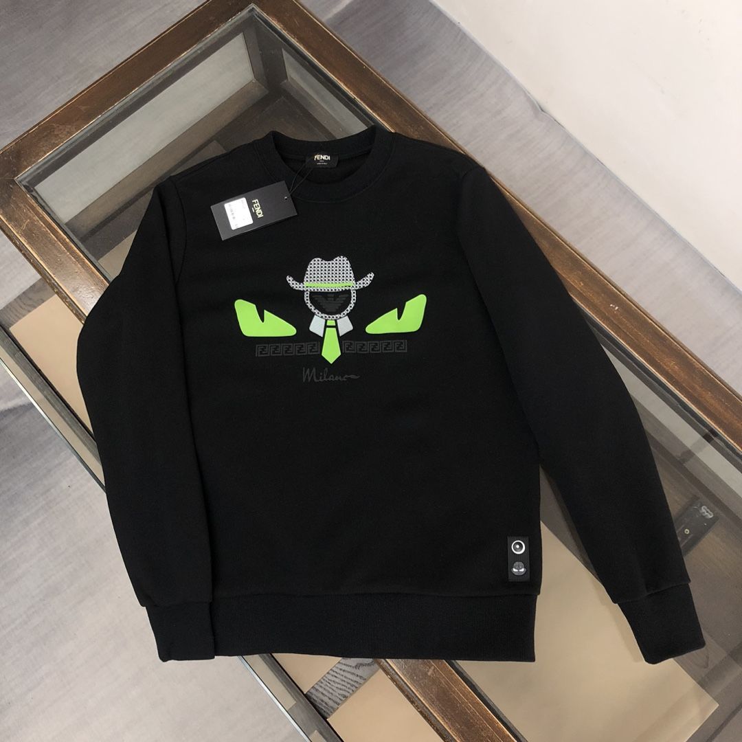 FENDI  パーカー フェンディ おしゃれ 丸首 プリント通勤 通学 秋服 男女兼用