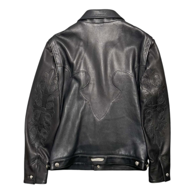 クロムハーツ（Chrome Hearts） CLASSIC JEAN LTHR レザークラシックジーン 現行型レザージャケット(ブラック×シルバー)【519052】