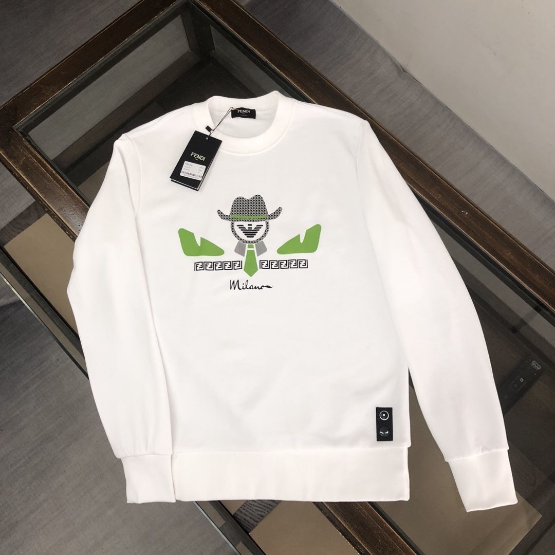 FENDI  パーカー フェンディ おしゃれ 丸首 プリント通勤 通学 秋服 男女兼用