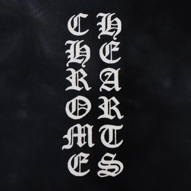 クロムハーツ パーカー コットン ブラック タイダイ ホースシュープリント