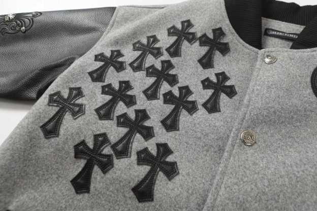 【Chrome Hearts】クロムハーツ マルチクロス グレー×ブラック バーシティジャケット