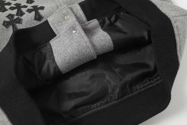 【Chrome Hearts】クロムハーツ マルチクロス グレー×ブラック バーシティジャケット