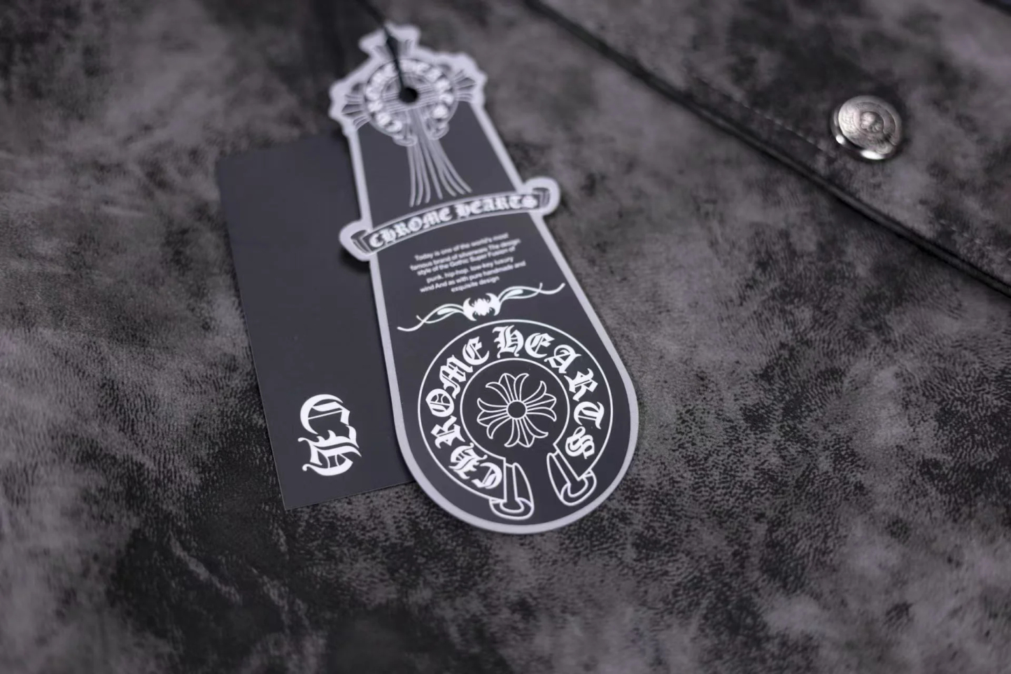 【Chrome Hearts】クロムハーツ フルール・ド・リス パッチ バーシティジャケット - グレー タイダイ アウター