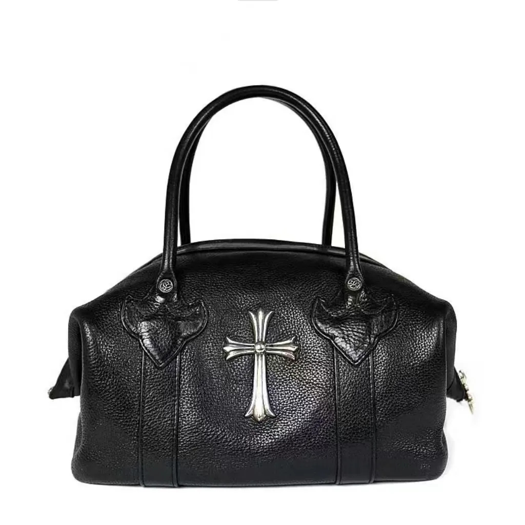 CHROME HEARTS クロムハーツ ラージクロス ハンドバッグ レザー シルバー