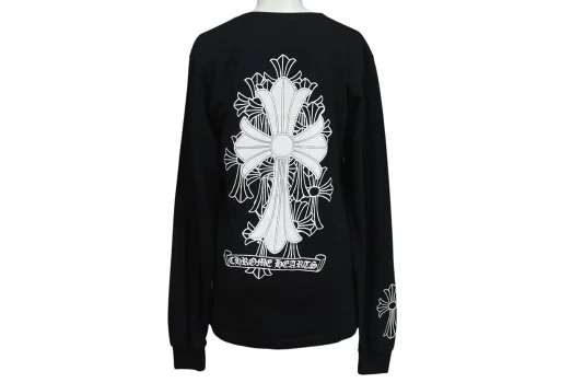 CHROME HEARTS クロムハーツ 長袖Ｔシャツ ロンT 背面セメタリークロス ブラック コットン サイズ 美品 